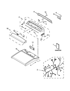 Top And Console Parts Diagram and Parts List for WGD8000DW3  Whirlpool Dryer