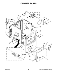 Cabinet Parts Diagram and Parts List for WGD4815EW4  Whirlpool Dryer