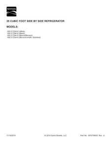 Cover Sheet Diagram and Parts List for 10651723410  Kenmore Refrigerator