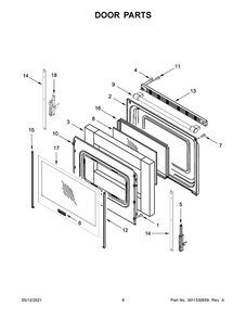 Door Parts Diagram and Parts List for MER6600FZ3  Whirlpool Range