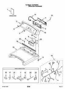 Top And Console Parts Diagram and Parts List for 110C67032601  Kenmore Dryer