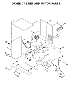 Dryer Cabinet And Motor Parts Diagram and Parts List for 7MWGT4027HW1  Whirlpool Washer Dryer Combo