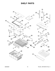 Shelf Parts Diagram and Parts List for WRF535SMHW05  Whirlpool Refrigerator