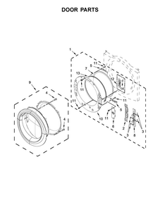 Door Parts Diagram and Parts List for WED7590FW0  Whirlpool Dryer