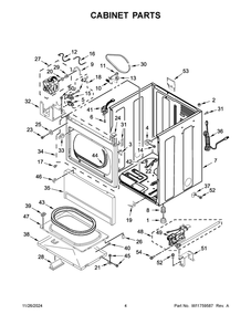 03 - Cabinet Parts Diagram and Parts List for MDG20PRFWW0  Whirlpool Dryer
