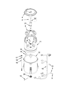Basket And Tub Parts Diagram and Parts List for 11022442510  Kenmore Washer