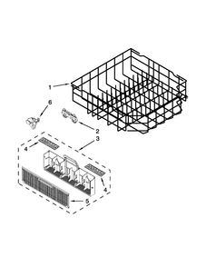 Lower Rack Parts Diagram and Parts List for 7WDF530PAYM6  Whirlpool Dishwasher