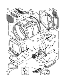 Bulkhead Parts Diagram and Parts List for WED5810BW0  Whirlpool Dryer