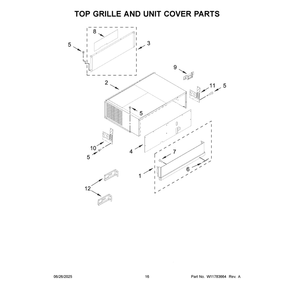 Top Grille And Unit Cover Parts Diagram and Parts List for KBFN542SPS00  KitchenAid Refrigerator