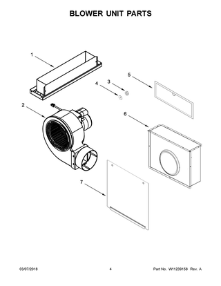 Blower Unit Parts Diagram and Parts List for KCED606GBL01  Whirlpool Cooktop