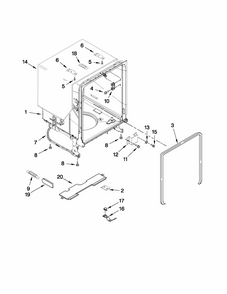 Tub And Frame Parts Diagram and Parts List for 66513019K113  Kenmore Dishwasher