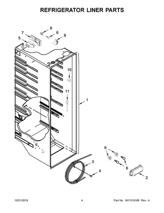 Refrigerator Liner Parts Diagram and Parts List for WRS311SDHM02  Whirlpool Refrigerator