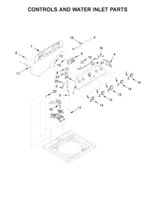 Controls And Water Inlet Parts Diagram and Parts List for WTW4810EW1  Whirlpool Washer