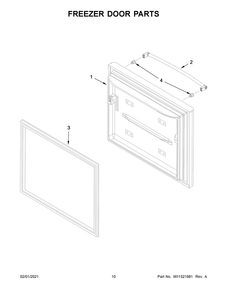 Freezer Door Parts Diagram and Parts List for JFFCF72DKL01  Whirlpool Refrigerator
