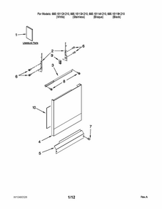 Part Location Diagram of W10350363 Whirlpool Dishwasher owner's manual