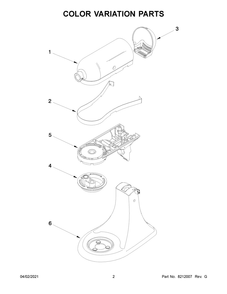Color Variation Parts Diagram and Parts List for 5KSM150PSAMH0  Whirlpool Mixer