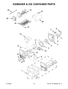 Icemaker And Ice Container Parts Diagram and Parts List for WRX735SDHZ04  Whirlpool Refrigerator