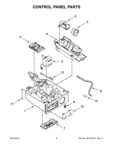 Control Panel Parts Diagram and Parts List for WUI75X15HZ00  Whirlpool Ice Maker