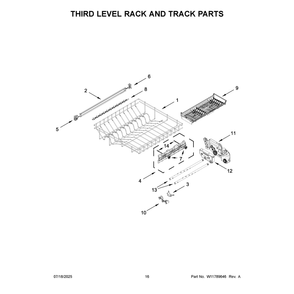 Third Level Rack And Track Parts Diagram and Parts List for KDTS424SBE0  KitchenAid Dishwasher