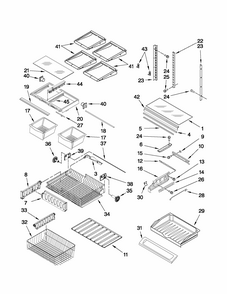 Shelf Parts Diagram and Parts List for 59679322013  Kenmore Refrigerator