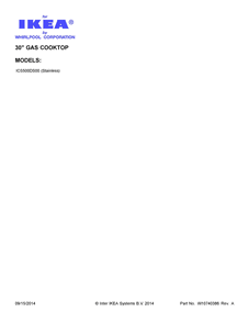 Cover Sheet Diagram and Parts List for ICS500DS00  Whirlpool Cooktop