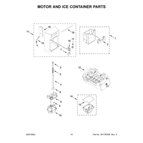 Motor And Ice Container Parts Diagram and Parts List for WRSF6536RZ00  Whirlpool Refrigerator