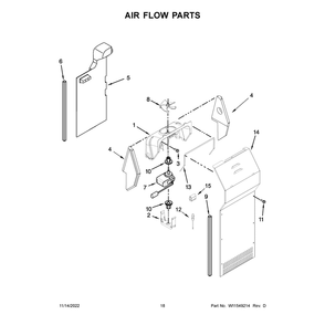 Air Flow Parts Diagram and Parts List for WRS321SDHW08  Whirlpool Refrigerator