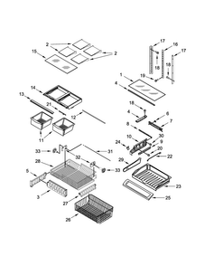 Shelf Parts Diagram and Parts List for 5GFB2058EA00  Whirlpool Refrigerator