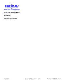 Cover Sheet Diagram and Parts List for IBMS1455DS00  Whirlpool Microwave