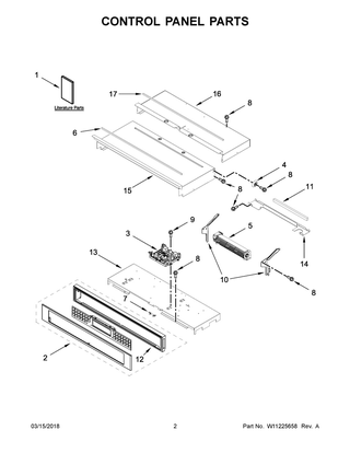 Control Panel Parts Diagram and Parts List for KOST107ESS02  Whirlpool Wall Oven