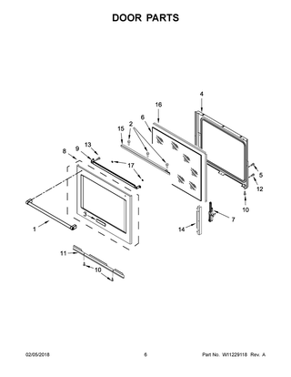 Door Parts Diagram and Parts List for KSEG700ESS3  Whirlpool Range