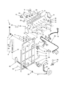 Controls And Rear Panel Diagram and Parts List for LSQ9560PW2  Whirlpool Washer