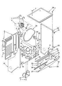 Dryer Cabinet And Motor Parts Diagram and Parts List for 1101820296  Kenmore Washer Dryer Combo