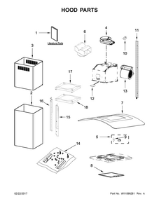 Hood Parts Diagram and Parts List for IHI6530BS1  Whirlpool Range Hood