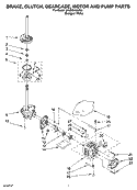 BRAKE, CLUTCH, GEARCASE, MOTOR AND PUMP PARTS Diagram and Parts List for 3XLBR5432JQ3  Whirlpool Washer