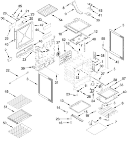 Chassis Parts Diagram and Parts List for JDS1450ML2  Whirlpool Range