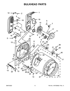 Bulkhead Parts Diagram and Parts List for WGD500RLW0  Whirlpool Dryer