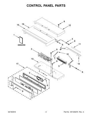 Control Panel Parts Diagram and Parts List for IBS350DS03  Whirlpool Wall Oven