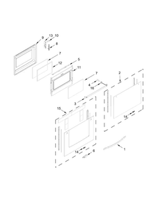Lower Door Parts Diagram and Parts List for WGG745S0FH01  Whirlpool Range