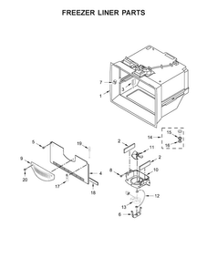 Freezer Liner Parts Diagram and Parts List for KFIS29PBMS03  KitchenAid Refrigerator