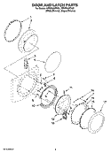 DOOR AND LATCH PARTS Diagram and Parts List for WFW9600TA01  Whirlpool Washer