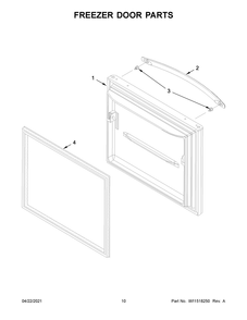 Freezer Door Parts Diagram and Parts List for WRB322DMBW03  Whirlpool Refrigerator