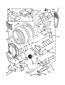 Bulkhead Parts Diagram and Parts List for WED8740DW0  Whirlpool Dryer