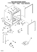 TUB AND FRAME PARTS Diagram and Parts List for KUDP01ILWH6  KitchenAid Dishwasher