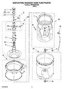 AGITATOR, BASKET AND TUB PARTS Diagram and Parts List for 2DWTW5305SQ0  Whirlpool Washer