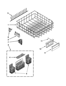 Lower Rack Parts Diagram and Parts List for 66512782K310  Kenmore Dishwasher