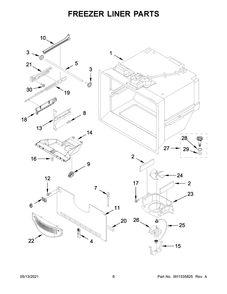Freezer Liner Parts Diagram and Parts List for KRBL102ESS03  Whirlpool Refrigerator