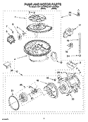 PUMP AND MOTOR PARTS Diagram and Parts List for DU1148XTPB0  Whirlpool Dishwasher
