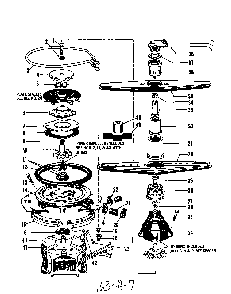 Motor, Heater And Spray Arm Diagram and Parts List for 8595*00  Roper Dishwasher