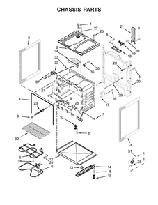 Chassis Parts Diagram and Parts List for WFC310S0EW0  Whirlpool Range